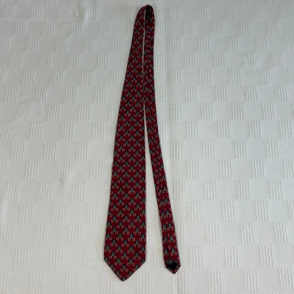 Paulo Gucci Red Blue Gold Mens Necktie 100% Silk Hand Finished